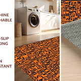 Ultra Soft Area Rug, Non Slip, Stain Resistant, Washable Area Rugs for Living Room, Bedroom, Witty Monochrome Text Design(Orange)