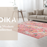 Ultra Soft Area Rug, Non Slip, Stain Resistant, Washable Area Rugs for Living Room, Bedroom, Trendy Boho Pastel Patterned Tapestry(Pink)