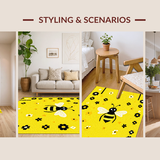 Ultra Soft Area Rug, Non Slip, Stain Resistant, Washable Area Rugs for Living Room, Bedroom, Vibrant Nature-Inspired Round Decor(Yellow)