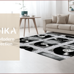 Ultra Soft Area Rug, Non Slip, Stain Resistant, Washable Area Rugs for Living Room, Bedroom, Retro Music Room Non-Slip Rug(Black) - ODIKA