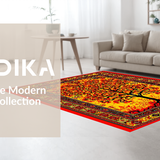 Ultra Soft Area Rug, Non Slip, Stain Resistant, Washable Area Rugs for Living Room, Bedroom, Dynamic Abstract Floral Elements(Red)