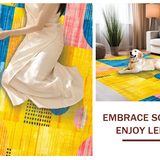 Ultra Soft Area Rug, Non Slip, Stain Resistant, Washable Area Rugs for Living Room, Bedroom, Eclectic Abstract Linear Composition(Yellow)