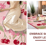 Ultra Soft Area Rug, Non Slip, Stain Resistant, Washable Area Rugs for Living Room, Bedroom, Chic Pink Bow and Cherry Print Area Rug(Pink)