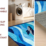 Ultra Soft Area Rug, Non Slip, Stain Resistant, Washable Area Rugs for Living Room, Bedroom, Vibrant Sea Creature Pattern(Blue)