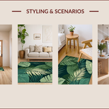 Ultra Soft Area Rug, Non Slip, Stain Resistant, Washable Area Rugs for Living Room, Bedroom, Elegant Green Botanical Aesthetic(Green)