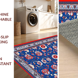 Ultra Soft Area Rug, Non Slip, Stain Resistant, Washable Area Rugs for Living Room, Bedroom, Rustic Geometric Colorful Palette(Blue)