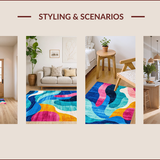 Ultra Soft Area Rug, Non Slip, Stain Resistant, Washable Area Rugs for Living Room, Bedroom, Bold Modern Artistic Expression(Blue)