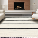 Ultra Soft Area Rug, Non Slip, Stain Resistant, Washable Area Rugs for Living Room, Bedroom, Sleek Transitional Striped Visual Appeal(Beige)