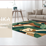 Ultra Soft Area Rug, Non Slip, Stain Resistant, Washable Area Rugs for Living Room, Bedroom, Vintage Animal Print Nursery Low Pile Carpet(Green)
