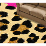 Ultra Soft Area Rug, Non Slip, Stain Resistant, Washable Area Rugs for Living Room, Bedroom, Bold Pink Leopard Print Bedroom Accent Rug(Beige)