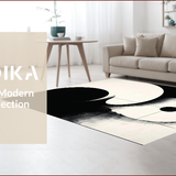 Ultra Soft Area Rug, Non Slip, Stain Resistant, Washable Area Rugs for Living Room, Bedroom, Contemporary Circular Abstract Design(Black)
