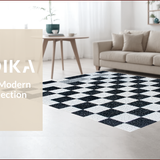 Ultra Soft Area Rug, Non Slip, Stain Resistant, Washable Area Rugs for Living Room, Bedroom, Geometric Faux Wool Entryway Rug with Stain-Resistant Design(Black)