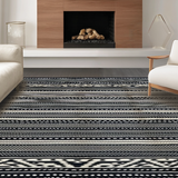 Ultra Soft Area Rug, Non Slip, Stain Resistant, Washable Area Rugs for Living Room, Bedroom, Dynamic Geometric Lines with Animal Motif(Black)