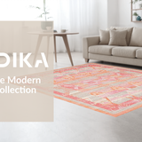 Ultra Soft Area Rug, Non Slip, Stain Resistant, Washable Area Rugs for Living Room, Bedroom, Luxurious Modern Lattice Aesthetic(Pink)