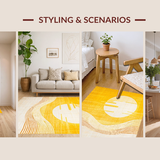 Ultra Soft Area Rug, Non Slip, Stain Resistant, Washable Area Rugs for Living Room, Bedroom, Contemporary Warm Toned Abstract(Yellow)