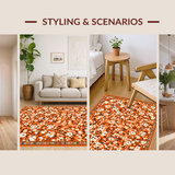 Ultra Soft Area Rug, Non Slip, Stain Resistant, Washable Area Rugs for Living Room, Bedroom, Rustic Colorful Picnic Inspiration(Orange)