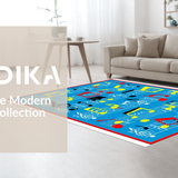 Ultra Soft Area Rug, Non Slip, Stain Resistant, Washable Area Rugs for Living Room, Bedroom, Colorful Harmonious Pattern Layout(Blue)