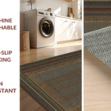 Ultra Soft Area Rug, Non Slip, Stain Resistant, Washable Area Rugs for Living Room, Bedroom, Stylish Cozy Farmhouse Motif(Gray)