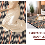 Ultra Soft Area Rug, Non Slip, Stain Resistant, Washable Area Rugs for Living Room, Bedroom, Elegant Charcoal and Peach Stripes(Black)