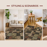 Ultra Soft Area Rug, Non Slip, Stain Resistant, Washable Area Rugs for Living Room, Bedroom, Stylish Colorful Trellis Motif(Brown)