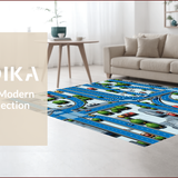 Ultra Soft Area Rug, Non Slip, Stain Resistant, Washable Area Rugs for Living Room, Bedroom, Blue City Map Non Slip Toddler Playroom Rug(Blue)