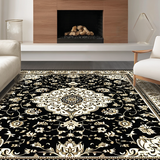 Ultra Soft Area Rug, Non Slip, Stain Resistant, Washable Area Rugs for Living Room, Bedroom, Chic Rustic Tiled Motif Aesthetic(Black)