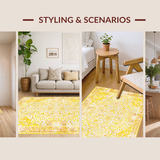 Ultra Soft Area Rug, Non Slip, Stain Resistant, Washable Area Rugs for Living Room, Bedroom, Warm Earthy Distressed Pattern(Yellow)