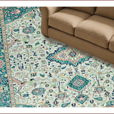 Ultra Soft Area Rug, Non Slip, Stain Resistant, Washable Area Rugs for Living Room, Bedroom, Eclectic Pastel Floral Arrangement(Blue)