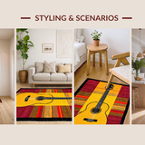 Ultra Soft Area Rug, Non Slip, Stain Resistant, Washable Area Rugs for Living Room, Bedroom, Creative Vintage Melody Inspired Look(Yellow)