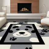 Ultra Soft Area Rug, Non Slip, Stain Resistant, Washable Area Rugs for Living Room, Bedroom, Trendy Low-Profile Paw Pattern(Black)