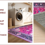 Ultra Soft Area Rug, Non Slip, Stain Resistant, Washable Area Rugs for Living Room, Bedroom, Rustic Hot Pink Trellis Charm(Red)