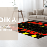 Ultra Soft Area Rug, Non Slip, Stain Resistant, Washable Area Rugs for Living Room, Bedroom, Sleek Futuristic Patterned Design(Red)