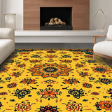 Ultra Soft Area Rug, Non Slip, Stain Resistant, Washable Area Rugs for Living Room, Bedroom, Trendy Medallion Motif Vibes(Yellow)