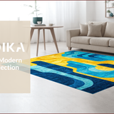 Ultra Soft Area Rug, Non Slip, Stain Resistant, Washable Area Rugs for Living Room, Bedroom, Modern Abstract Vibrant Living Room Wool Rug(Blue)