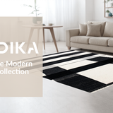 Ultra Soft Area Rug, Non Slip, Stain Resistant, Washable Area Rugs for Living Room, Bedroom, Elegant Striped Rug With Symmetrical Black And White Banding Pattern(Black)