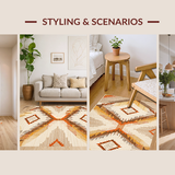Ultra Soft Area Rug, Non Slip, Stain Resistant, Washable Area Rugs for Living Room, Bedroom, Elegant Trellis Pattern in Warm Hues(Beige)