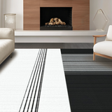 Ultra Soft Area Rug, Non Slip, Stain Resistant, Washable Area Rugs for Living Room, Bedroom, Coastal Charm: Contemporary Black & White Striped Indoor Outdoor Rug(Black)