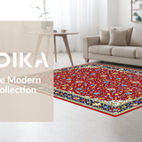 Ultra Soft Area Rug, Non Slip, Stain Resistant, Washable Area Rugs for Living Room, Bedroom, Playful Lattice Pattern with Flair(Red)