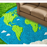Ultra Soft Area Rug, Non Slip, Stain Resistant, Washable Area Rugs for Living Room, Bedroom, Educational Green World Map Rug for Kids Classroom(Green)