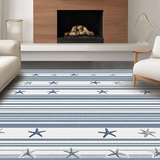 Ultra Soft Area Rug, Non Slip, Stain Resistant, Washable Area Rugs for Living Room, Bedroom, Rustic Marine Inspired Striped Charm(Blue)