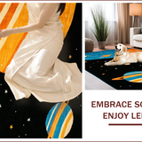 Ultra Soft Area Rug, Non Slip, Stain Resistant, Washable Area Rugs for Living Room, Bedroom, Vibrant Cosmic Exploration Motif(Black)