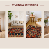 Ultra Soft Area Rug, Non Slip, Stain Resistant, Washable Area Rugs for Living Room, Bedroom, Rustic Native American Entryway Rug with Intricate Patterns(Red)