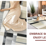 Ultra Soft Area Rug, Non Slip, Stain Resistant, Washable Area Rugs for Living Room, Bedroom, Monochrome Linear Wave Runner Rug with Bold Stripes and Minimalist Contrast(Gray)