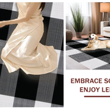 Ultra Soft Area Rug, Non Slip, Stain Resistant, Washable Area Rugs for Living Room, Bedroom, Stylish Neutral Plaid Theme(Black)