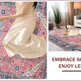Ultra Soft Area Rug, Non Slip, Stain Resistant, Washable Area Rugs for Living Room, Bedroom, Charming Pastel Floral Motif(Pink)