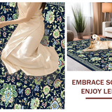 Ultra Soft Area Rug, Non Slip, Stain Resistant, Washable Area Rugs for Living Room, Bedroom, Sophisticated Classic Floral Design(Blue)