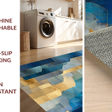 Ultra Soft Area Rug, Non Slip, Stain Resistant, Washable Area Rugs for Living Room, Bedroom, Celestial Fade Rug with Blue Gold Gradients and Polygonal Forms(Blue)