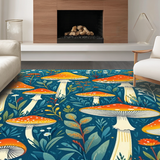 Trendy Retro Mushroom Illustration(Blue)