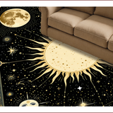 Ultra Soft Area Rug, Non Slip, Stain Resistant, Washable Area Rugs for Living Room, Bedroom, Ethereal Sun Moon Tapestry Aesthetic(Black)