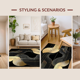Ultra Soft Area Rug, Non Slip, Stain Resistant, Washable Area Rugs for Living Room, Bedroom, Striking Contrast of Bold Lines(Gold)